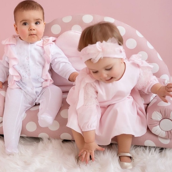 Silky Pink Cotton Baby Dress - Picture 10 of 11